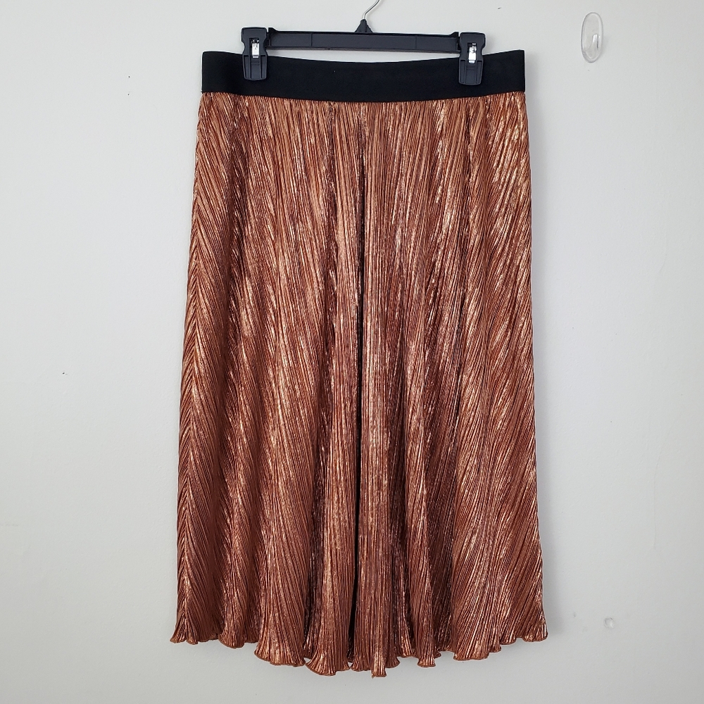 Lularoe Elegant Jill Metallic Bronze Pleated Skirt